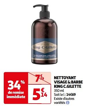 Promotions Nettoyant visage + barbe king c.gilette - Gillette - Valide de 07/05/2024 à 19/05/2024 chez Auchan Ronq
