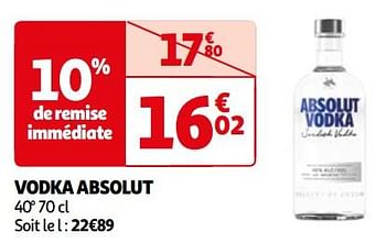 Promoties Vodka absolut - Absolut - Geldig van 07/05/2024 tot 19/05/2024 bij Auchan