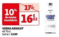 Promoties Vodka absolut - Absolut - Geldig van 07/05/2024 tot 19/05/2024 bij Auchan