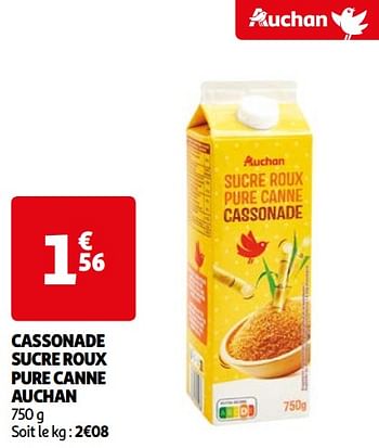 Promoties Cassonade sucre roux pure canne auchan - Huismerk - Auchan - Geldig van 07/05/2024 tot 19/05/2024 bij Auchan