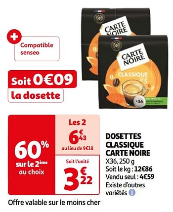 Promotions Dosettes classique carte noire - CarteNoire - Valide de 07/05/2024 à 19/05/2024 chez Auchan Ronq