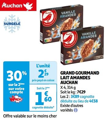 Promoties Grand gourmand lait amandes auchan - Huismerk - Auchan - Geldig van 07/05/2024 tot 19/05/2024 bij Auchan