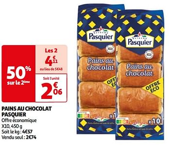 Promoties Pains au chocolat pasquier - Brioche pasquier - Geldig van 07/05/2024 tot 19/05/2024 bij Auchan