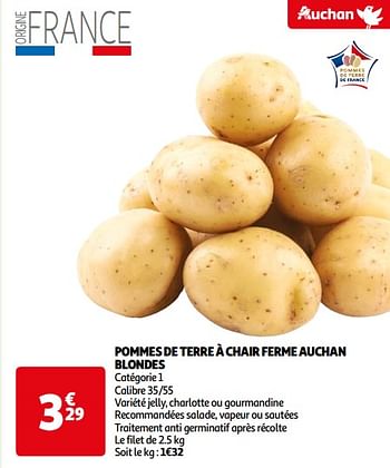 Promotions Pommes de terre à chair ferme auchan blondes - Produit Maison - Auchan Ronq - Valide de 07/05/2024 à 19/05/2024 chez Auchan Ronq