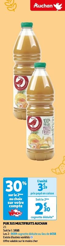 Promoties Pur jus multifruits auchan - Huismerk - Auchan - Geldig van 07/05/2024 tot 19/05/2024 bij Auchan