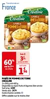 Promoties Purée de pommes de terre créaline - CREALINE - Geldig van 07/05/2024 tot 19/05/2024 bij Auchan