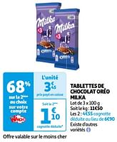 Promoties Tablettes de chocolat oréo milka - Milka - Geldig van 07/05/2024 tot 19/05/2024 bij Auchan