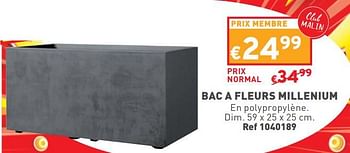 Promotions Bac a fleurs millenium - Produit maison - Trafic  - Valide de 08/05/2024 à 11/05/2024 chez Trafic