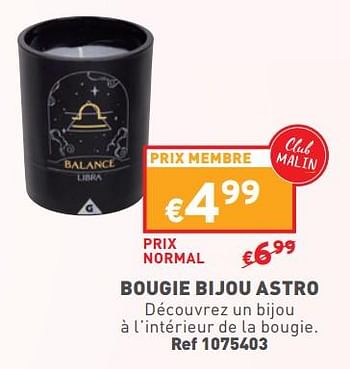 Promotions Bougie bijou astro - Produit maison - Trafic  - Valide de 08/05/2024 à 11/05/2024 chez Trafic