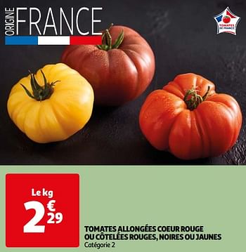 Promoties Tomates allongées coeur rouge ou côtelées rouges, noires ou jaunes - Huismerk - Auchan - Geldig van 07/05/2024 tot 19/05/2024 bij Auchan