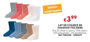 Promotions Lot de 5 paires de chaussettes bebe - Produit maison - Trafic  - Valide de 08/05/2024 à 11/05/2024 chez Trafic