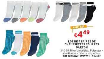Promotions Lot de 5 paires de chaussettes courtes garcon - Produit maison - Trafic  - Valide de 08/05/2024 à 11/05/2024 chez Trafic