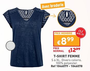 Promotions T-shirt femme - Produit maison - Trafic  - Valide de 08/05/2024 à 11/05/2024 chez Trafic