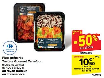 Promotions Scampis à la sauce curry et duo de riz - Produit maison - Carrefour  - Valide de 08/05/2024 à 14/05/2024 chez Carrefour