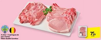 Promotions 4 côtes + 2 spiringues de porc d’antan filière qualité carrefour - Produit maison - Carrefour  - Valide de 08/05/2024 à 14/05/2024 chez Carrefour