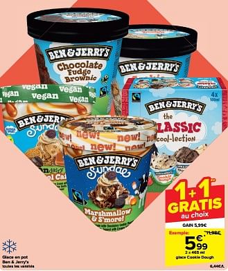 Promoties Glace cookie dough - Ben&Jerry's - Geldig van 08/05/2024 tot 14/05/2024 bij Carrefour