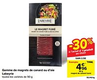 Promotions Magret de canard fumé - Labeyrie - Valide de 08/05/2024 à 14/05/2024 chez Carrefour