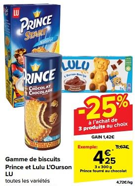 Promotions Prince fourré au chocolat - Lu - Valide de 08/05/2024 à 14/05/2024 chez Carrefour