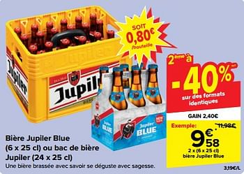 Promoties Bière jupiler blue - Jupiler - Geldig van 08/05/2024 tot 14/05/2024 bij Carrefour