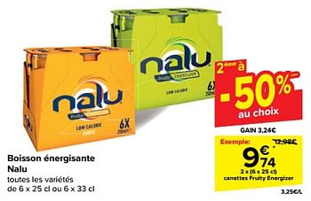 Promoties Canettes fruity energizer - Nalu - Geldig van 08/05/2024 tot 14/05/2024 bij Carrefour