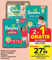 Promotions Couches baby-dry carry pack taille 5 - Pampers - Valide de 08/05/2024 à 14/05/2024 chez Carrefour