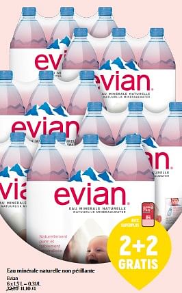 Promotions Eau minérale naturelle non pétillante evian - Evian - Valide de 08/05/2024 à 15/05/2024 chez Delhaize