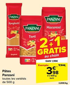 Promoties Pâtes panzani torti - Panzani - Geldig van 08/05/2024 tot 14/05/2024 bij Carrefour