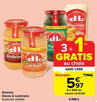 Promotions Sauce cocktail - Devos Lemmens - Valide de 08/05/2024 à 14/05/2024 chez Carrefour