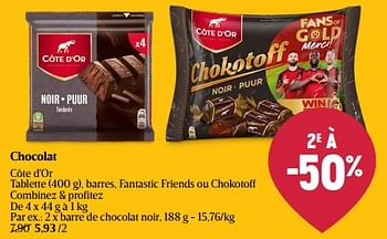 Promoties Barre de chocolat noir - Cote D'Or - Geldig van 08/05/2024 tot 15/05/2024 bij Delhaize