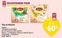 Promotions Infusion, morocco mint + spices - Lipton - Valide de 08/05/2024 à 15/05/2024 chez Delhaize