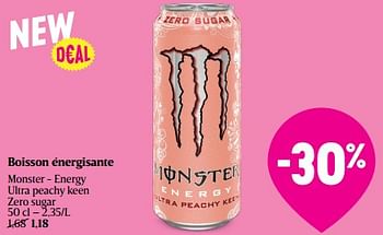 Promotions Boisson énergisante monster - energy ultra peachy keen zero sugar - Monster - Valide de 08/05/2024 à 15/05/2024 chez Delhaize