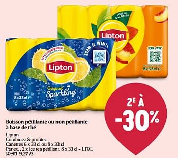 Promoties Ice tea pétillant - Lipton - Geldig van 08/05/2024 tot 15/05/2024 bij Delhaize