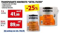 Promotions Transparante houtbeits cetol filter - Sikkens - Valide de 08/05/2024 à 19/05/2024 chez Hubo