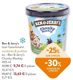 Promoties Ben + jerry’s chunky monkey - Ben&Jerry's - Geldig van 08/05/2024 tot 21/05/2024 bij OKay