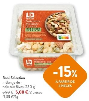 Promoties Boni selection melange de noix aux feves - Boni - Geldig van 08/05/2024 tot 21/05/2024 bij OKay
