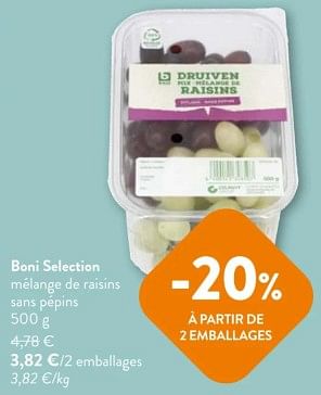 Promoties Boni selection melange de raisins sans pepins - Boni - Geldig van 08/05/2024 tot 21/05/2024 bij OKay