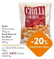 Promotions Genki chilli crackers - Genki - Valide de 08/05/2024 à 21/05/2024 chez OKay