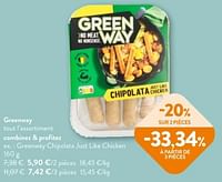 Promotions Greenway chipolata just like chicken - Greenway - Valide de 08/05/2024 à 21/05/2024 chez OKay