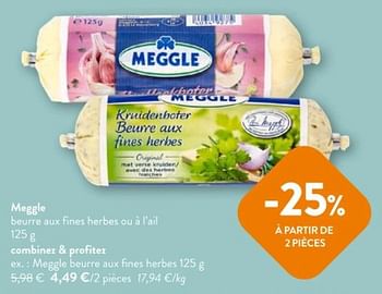 Promoties Meggle beurre aux fines herbes - Meggle - Geldig van 08/05/2024 tot 21/05/2024 bij OKay