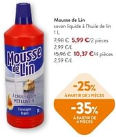 Promotions Mousse de lin savon liquide a l’huile de lin - Mousse de Lin - Valide de 08/05/2024 à 21/05/2024 chez OKay
