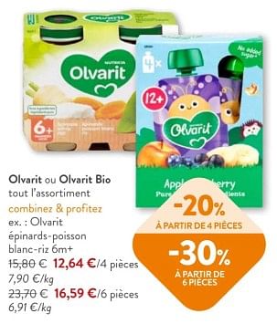 Promoties Olvarit éepinards-poisson blanc-riz 6m+ - Olvarit - Geldig van 08/05/2024 tot 21/05/2024 bij OKay