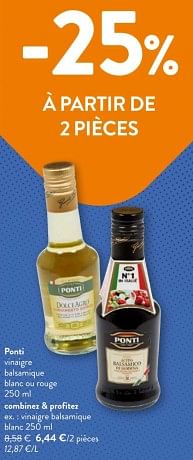 Promoties Ponti vinaigre balsamique blanc - Ponti - Geldig van 08/05/2024 tot 21/05/2024 bij OKay