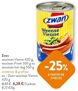 Promoties Zwan saucisses vienne - Zwan - Geldig van 08/05/2024 tot 21/05/2024 bij OKay