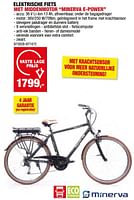 Promotions Elektrische fiets met middenmotor minerva e-power - Minerva - Valide de 08/05/2024 à 19/05/2024 chez Hubo
