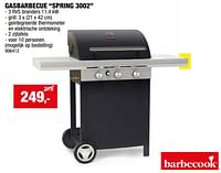 Promotions Gasbarbecue spring 3002 - Barbecook - Valide de 08/05/2024 à 19/05/2024 chez Hubo