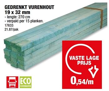 Promotions Gedrenkt vurenhout - Produit maison - Hubo  - Valide de 08/05/2024 à 19/05/2024 chez Hubo