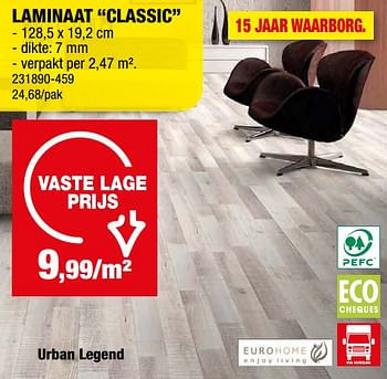 Promotions Laminaat classic - Eurohome - Valide de 08/05/2024 à 19/05/2024 chez Hubo