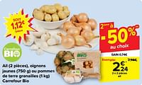 Promotions Ail , oignons jaunes ou pommes de terre grenailles carrefour bio - Produit maison - Carrefour  - Valide de 08/05/2024 à 21/05/2024 chez Carrefour
