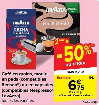 Promoties Café moulu crema e gusto - Lavazza - Geldig van 08/05/2024 tot 21/05/2024 bij Carrefour