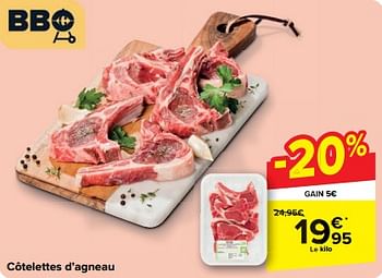 Promoties Côtelettes d’agneau - Huismerk - Carrefour  - Geldig van 08/05/2024 tot 21/05/2024 bij Carrefour